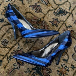 Carlos by Carlos Santana striped blue metallic heels
